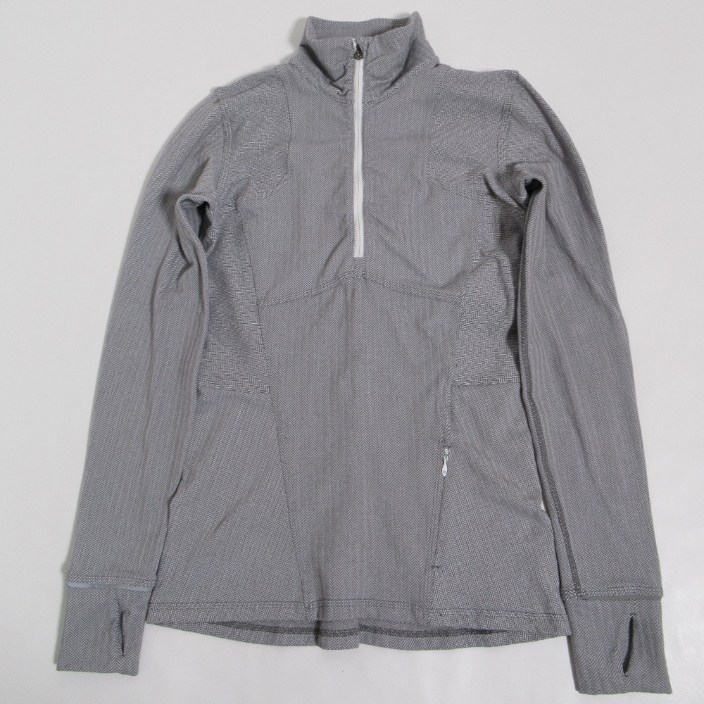 Lululemon Kanto Catch Me 1/2 Zip Heathered Herringbone Heathered White Slate 6